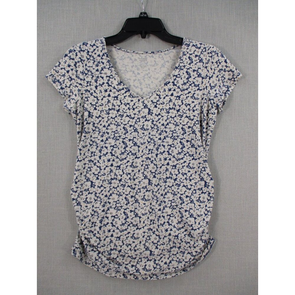 Old Navy Maternity Fitted Floral‎ Print V-Neck Short Sleeve Tee Size -S